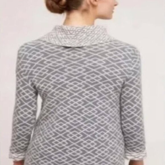 Anthropologie MOTH Fireside Sweater Gray Cream Alpaca Blend Cowlneck Size Small - Picture 11 of 11